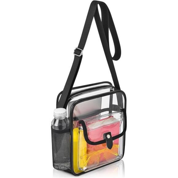Clear Crossbody Bag for Stadium Events & Concerts - Adjustable Shoulder Strap - Picture 1 of 7